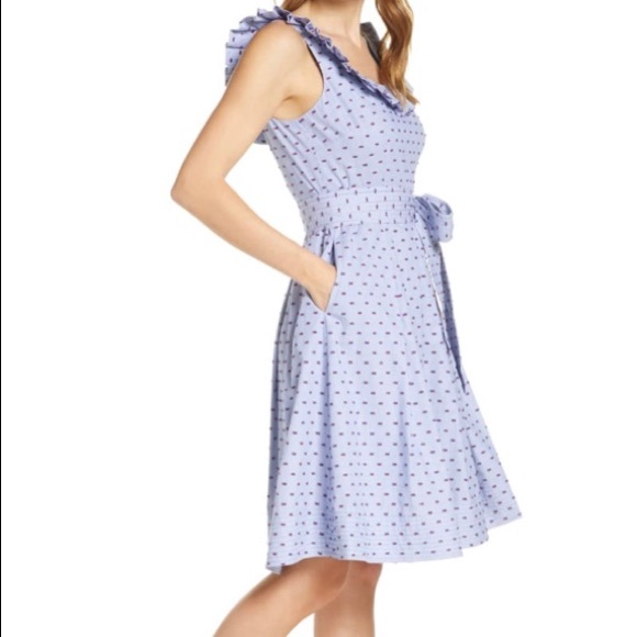 1901 Stripe Pleat Collar Fit & Flare Dress size 4 - Picture 3 of 16